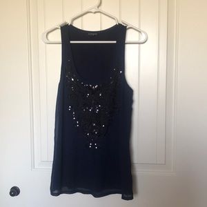 Navy/Black Beaded & Sequined Tank - Express